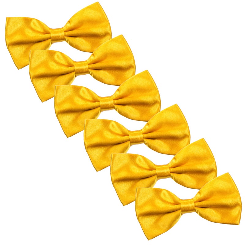 Kajeer 6PCS Men's Bow Tie for Wedding Party - Solid Color Adjustable Pre Tied Bowties (Golden Yellow) - Image 1